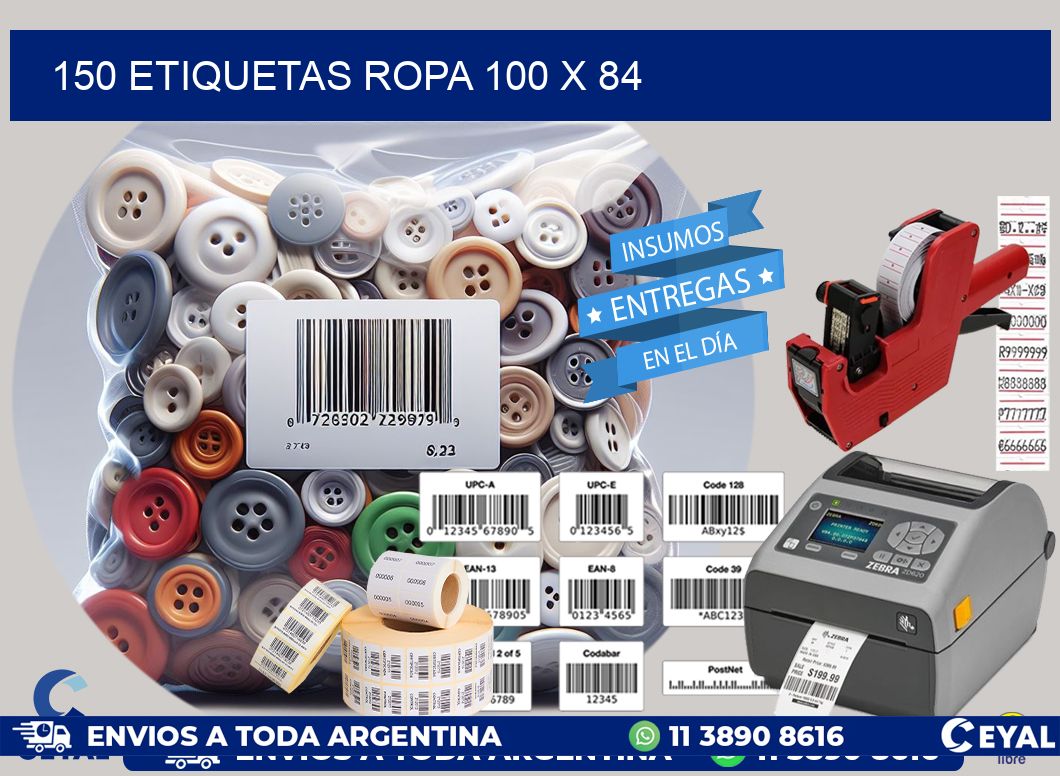 150 ETIQUETAS ROPA 100 x 84