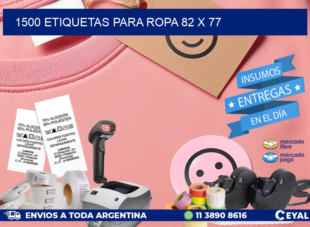1500 ETIQUETAS PARA ROPA 82 x 77