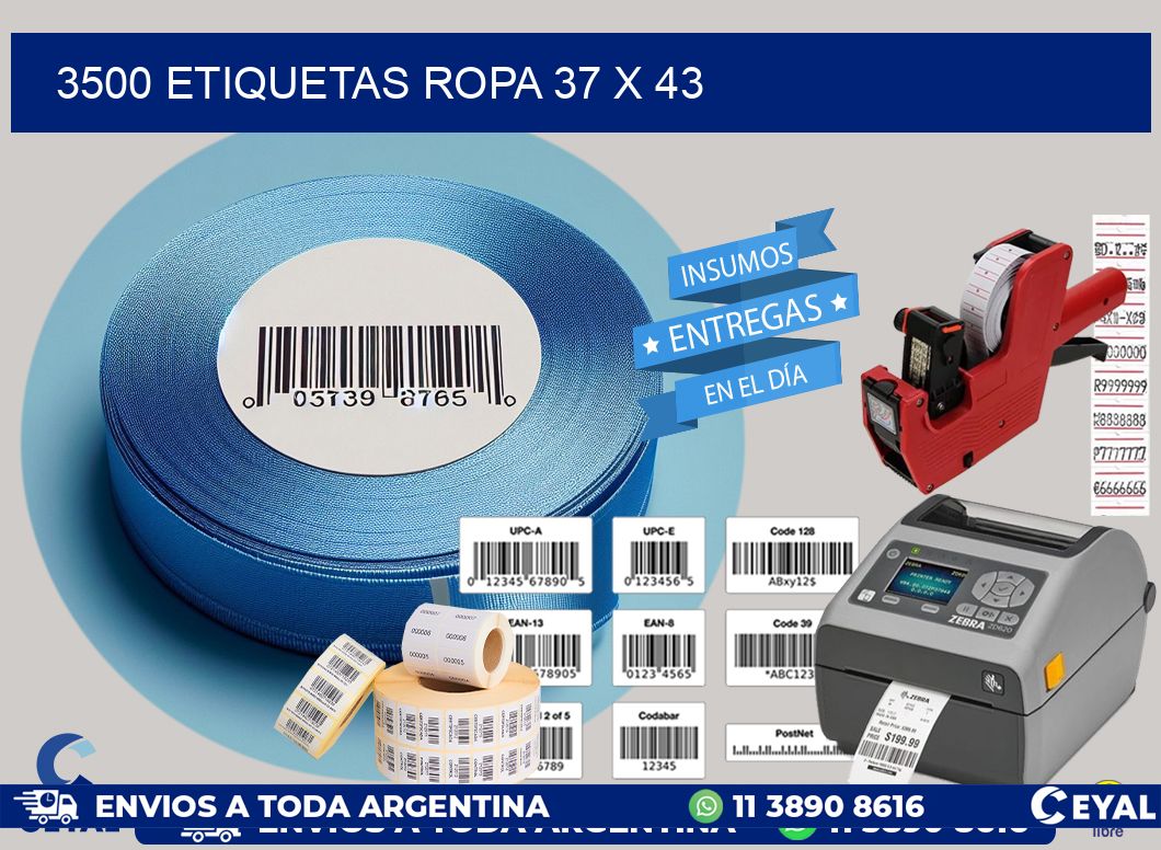 3500 ETIQUETAS ROPA 37 x 43
