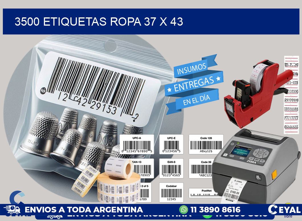 3500 ETIQUETAS ROPA 37 x 43