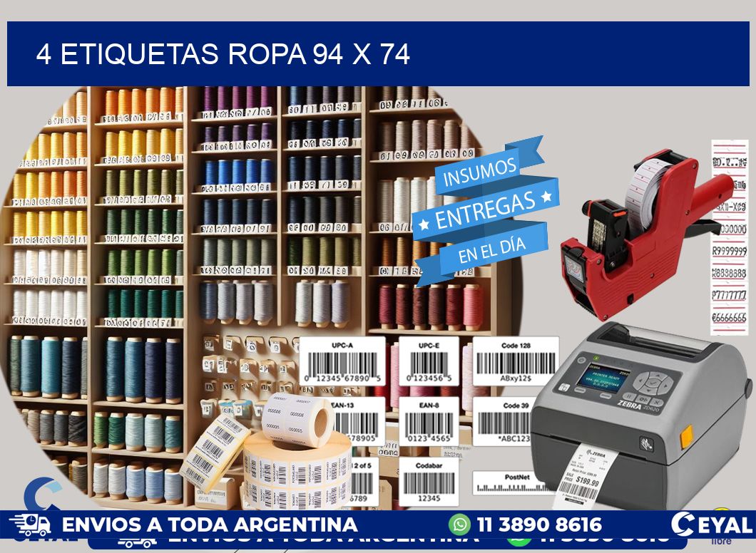4 ETIQUETAS ROPA 94 x 74