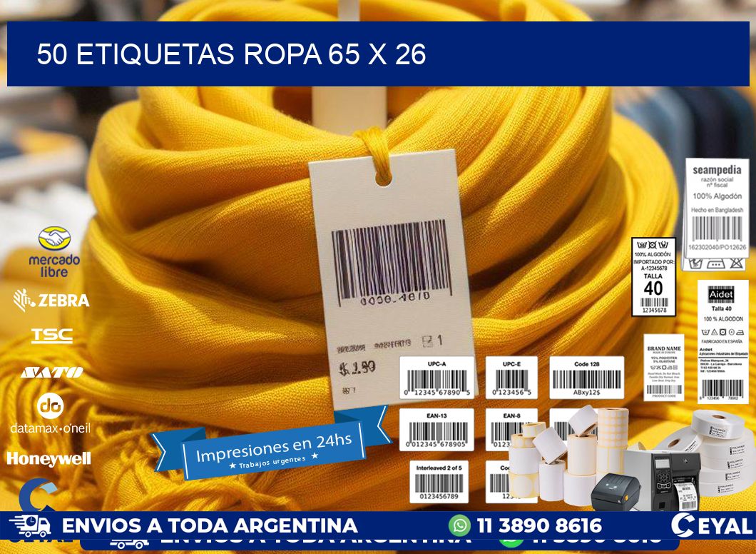 50 ETIQUETAS ROPA 65 x 26