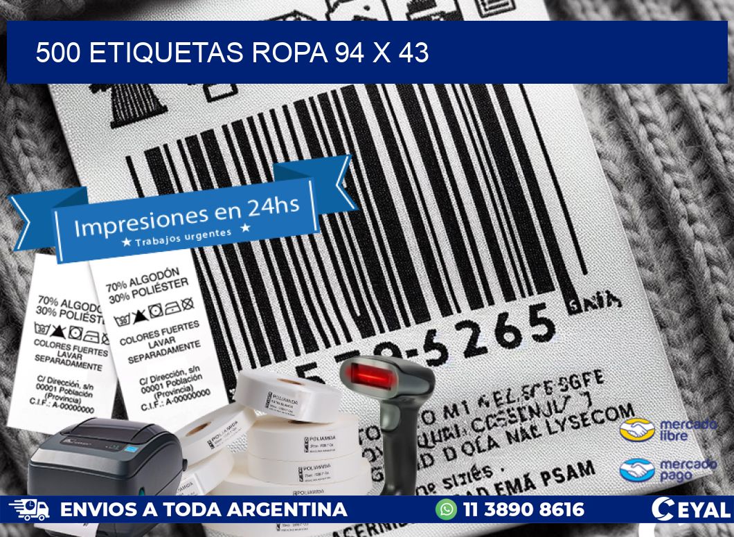 500 ETIQUETAS ROPA 94 x 43