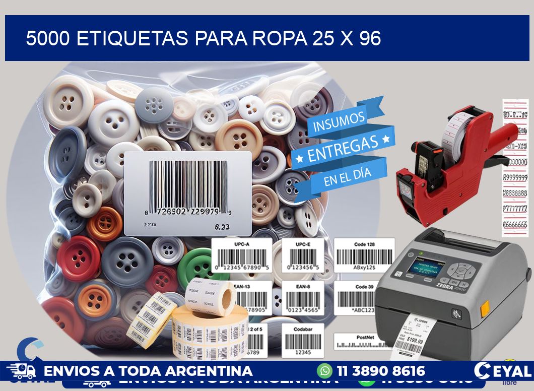 5000 ETIQUETAS PARA ROPA 25 x 96