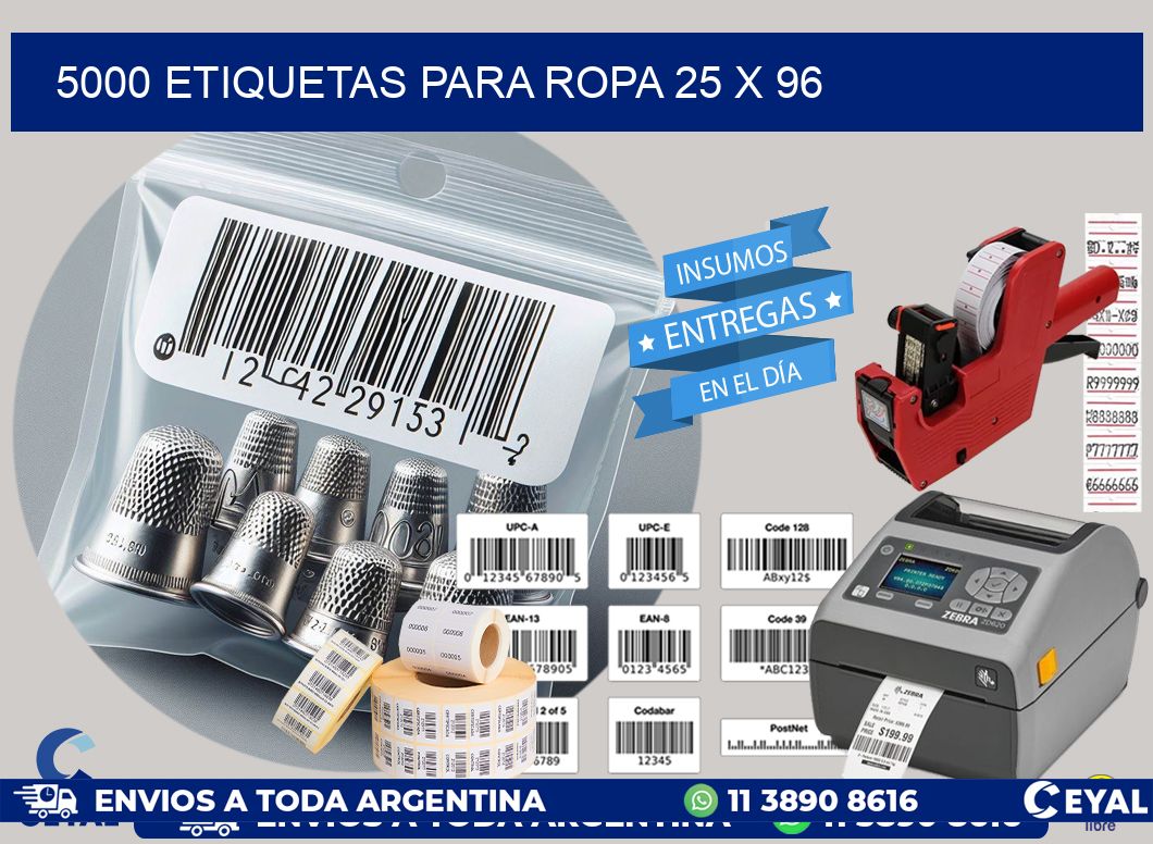 5000 ETIQUETAS PARA ROPA 25 x 96