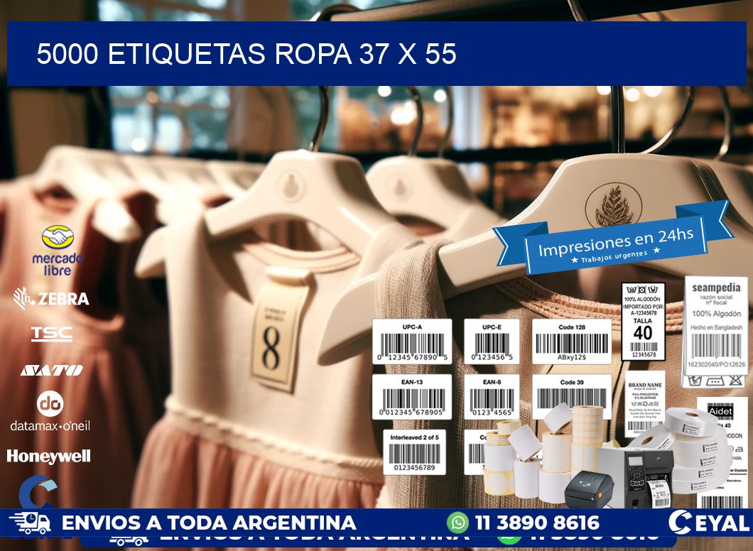 5000 ETIQUETAS ROPA 37 x 55