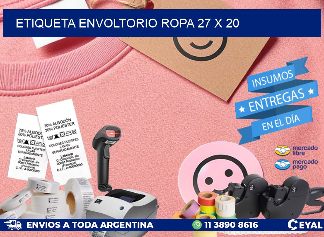 ETIQUETA ENVOLTORIO ROPA 27 x 20