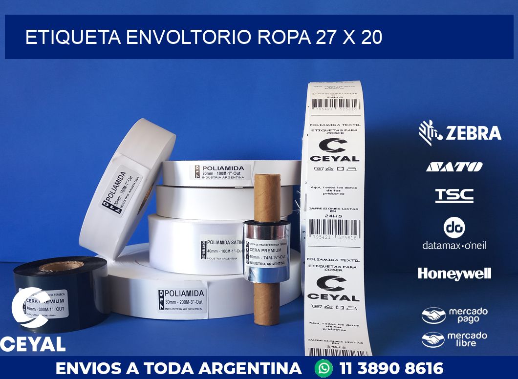 ETIQUETA ENVOLTORIO ROPA 27 x 20