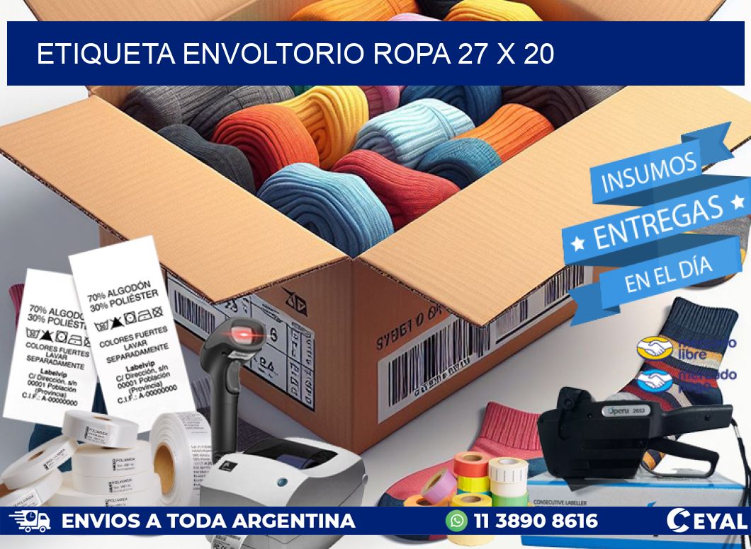 ETIQUETA ENVOLTORIO ROPA 27 x 20