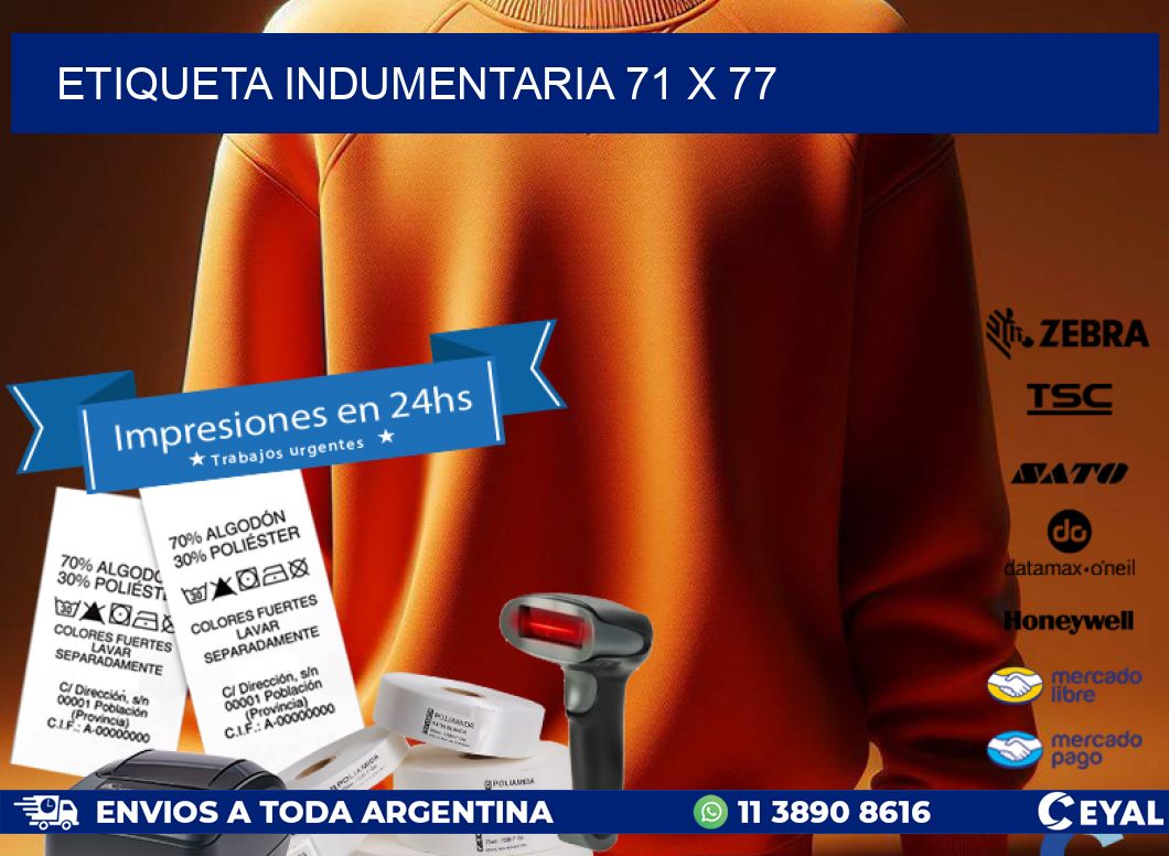 ETIQUETA INDUMENTARIA 71 x 77