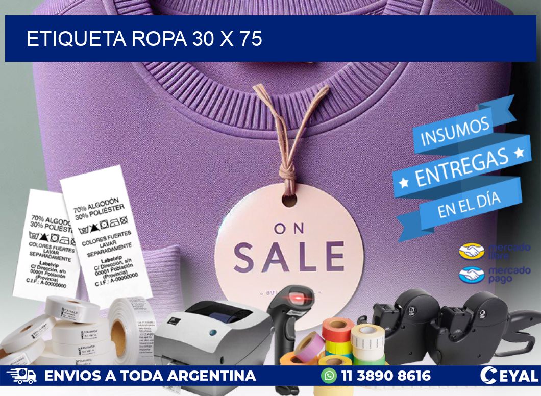 ETIQUETA ROPA 30 x 75