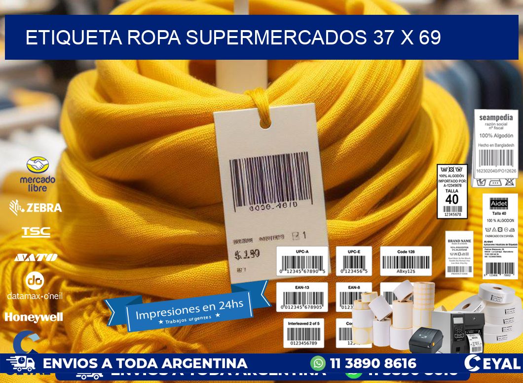 ETIQUETA ROPA SUPERMERCADOS 37 x 69