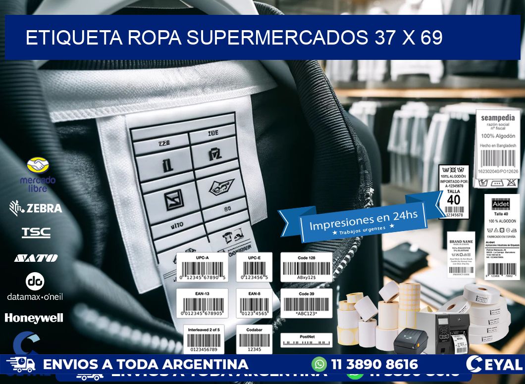 ETIQUETA ROPA SUPERMERCADOS 37 x 69