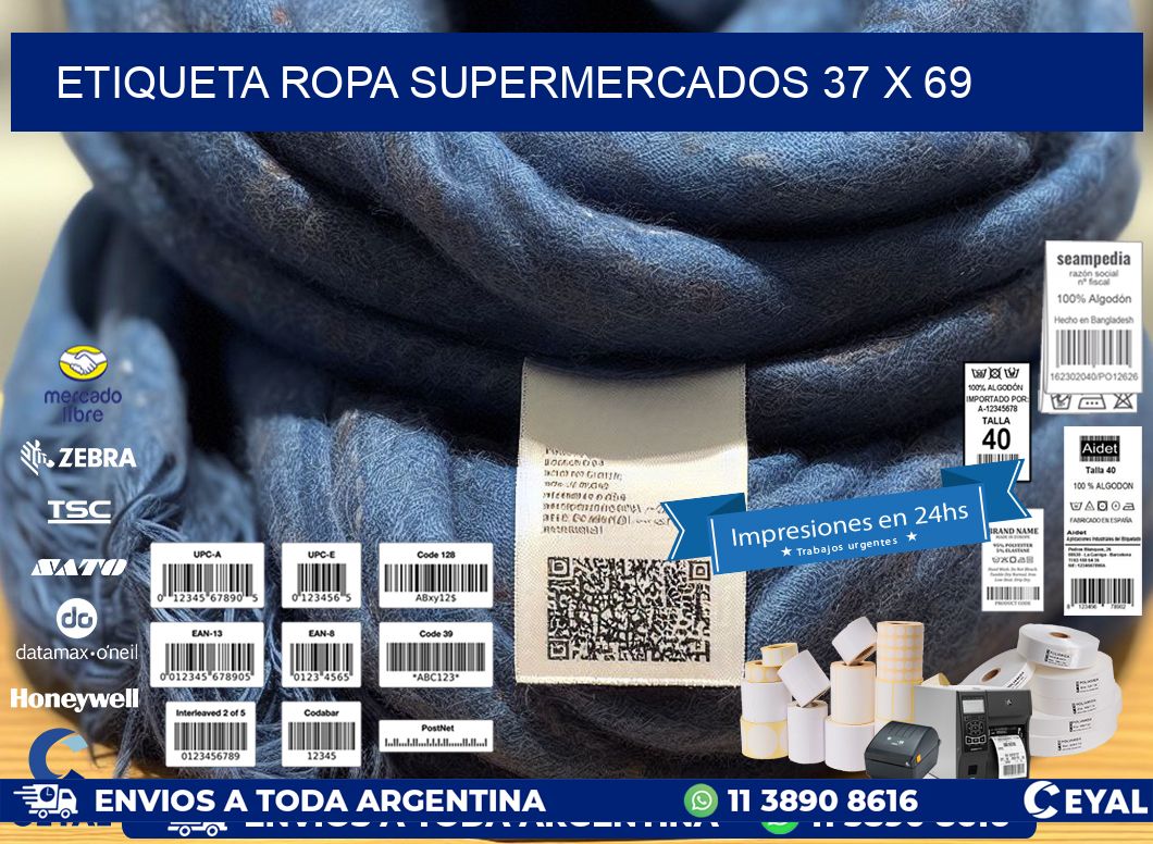 ETIQUETA ROPA SUPERMERCADOS 37 x 69
