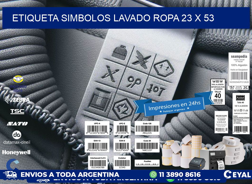 ETIQUETA SIMBOLOS LAVADO ROPA 23 x 53