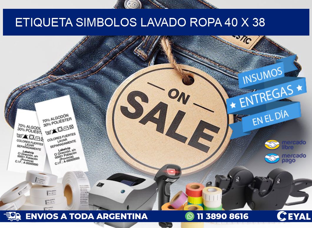 ETIQUETA SIMBOLOS LAVADO ROPA 40 x 38