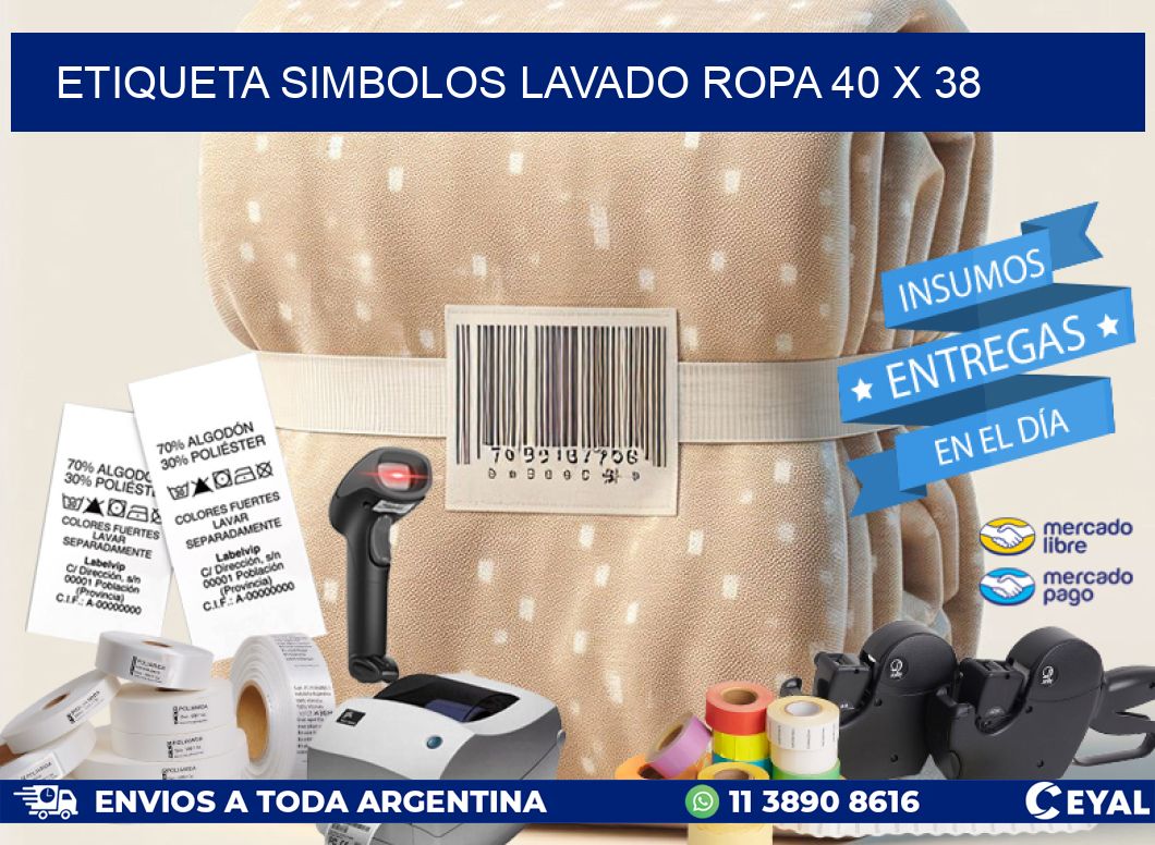 ETIQUETA SIMBOLOS LAVADO ROPA 40 x 38