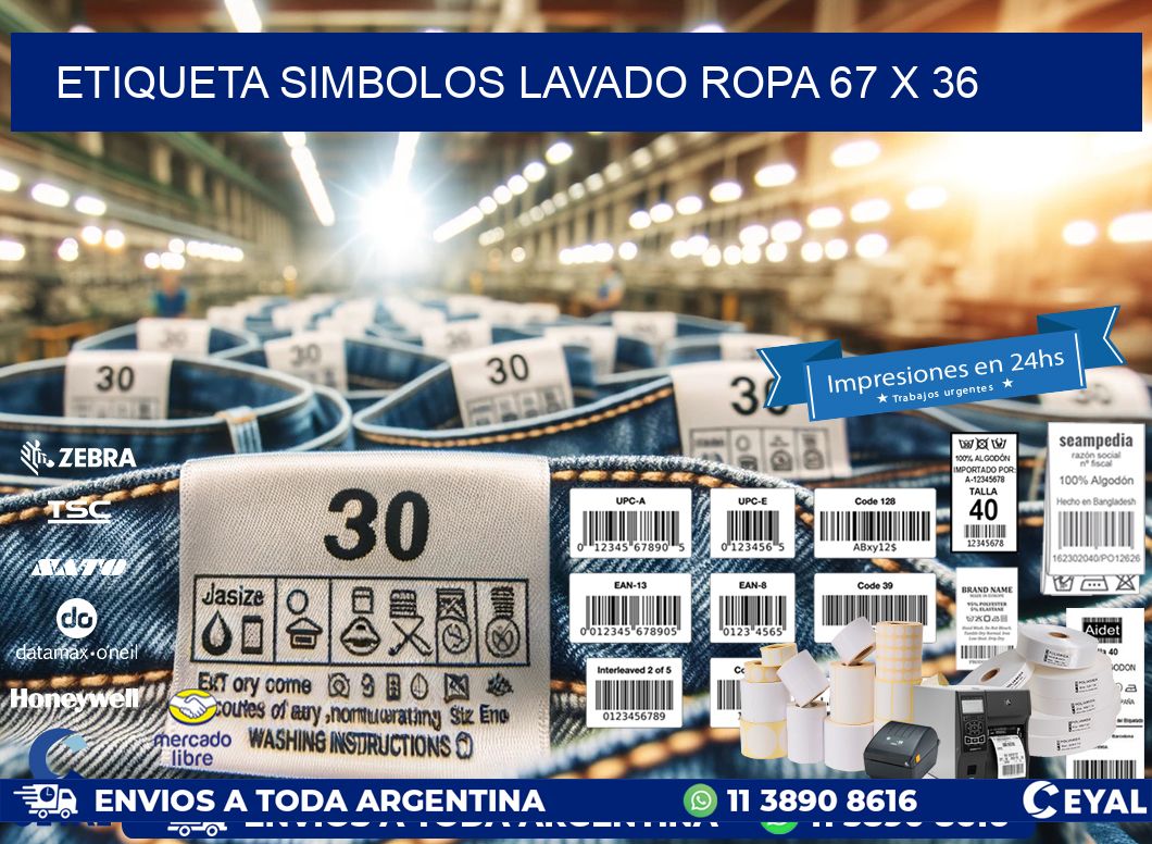 ETIQUETA SIMBOLOS LAVADO ROPA 67 x 36