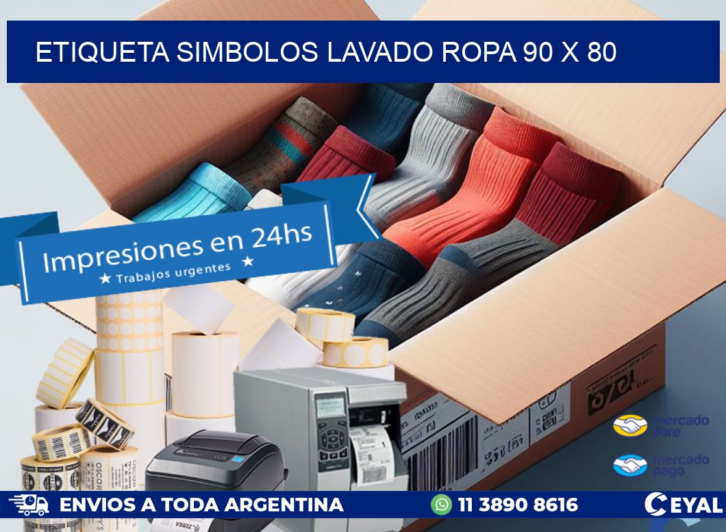 ETIQUETA SIMBOLOS LAVADO ROPA 90 x 80