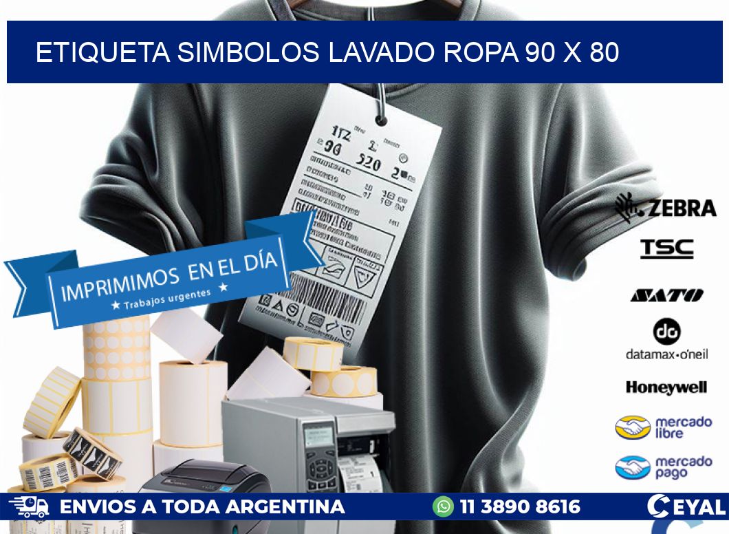 ETIQUETA SIMBOLOS LAVADO ROPA 90 x 80