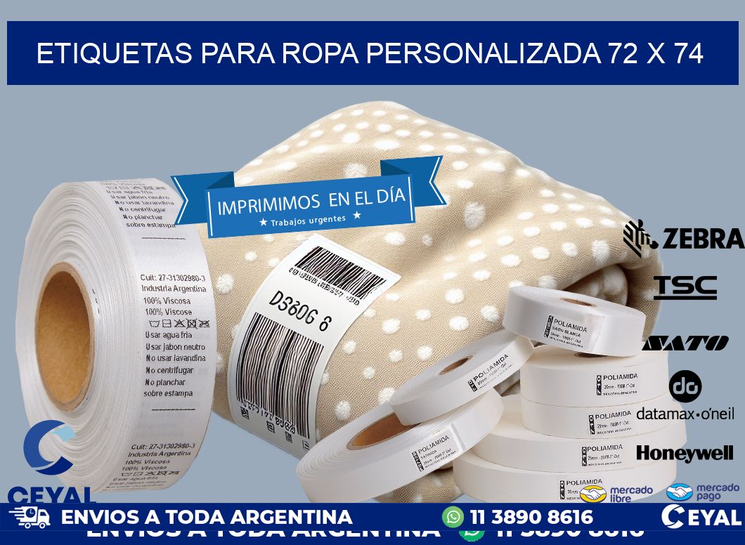 ETIQUETAS PARA ROPA PERSONALIZADA 72 x 74
