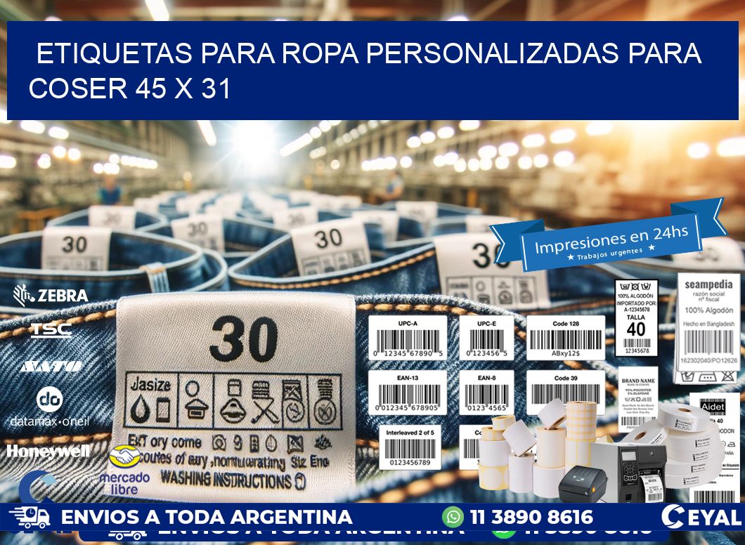 ETIQUETAS PARA ROPA PERSONALIZADAS PARA COSER 45 x 31