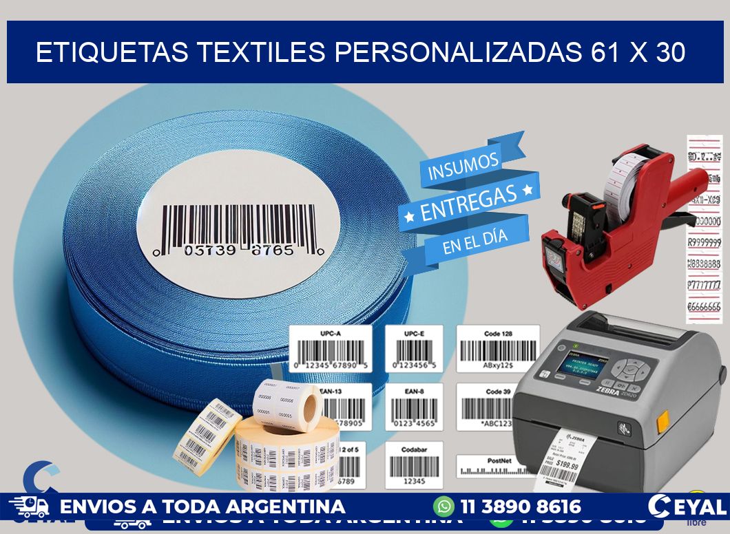 ETIQUETAS TEXTILES PERSONALIZADAS 61 x 30