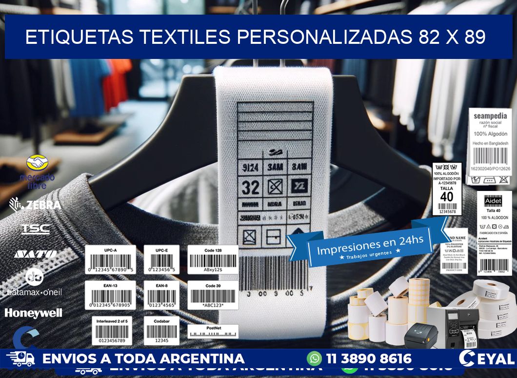 ETIQUETAS TEXTILES PERSONALIZADAS 82 x 89