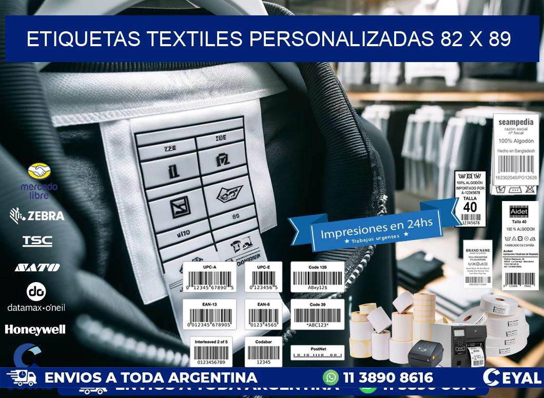 ETIQUETAS TEXTILES PERSONALIZADAS 82 x 89