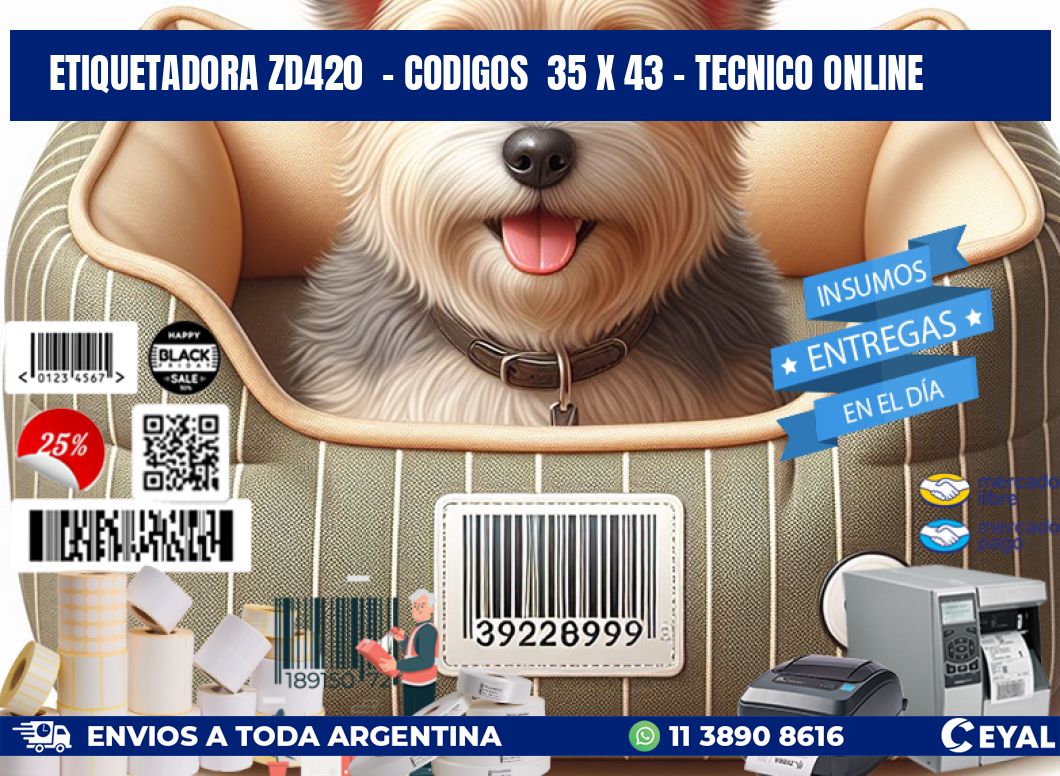 ETIQUETADORA ZD420  - CODIGOS  35 x 43 - TECNICO ONLINE