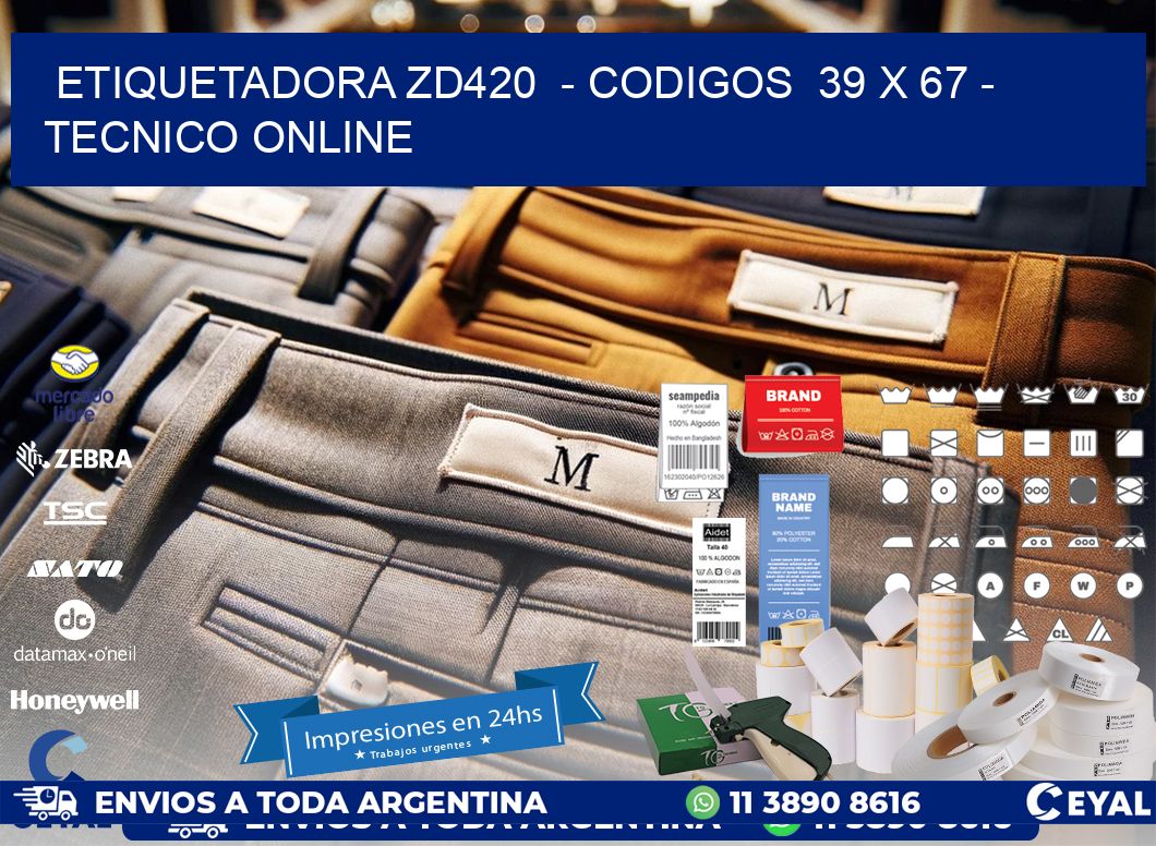 ETIQUETADORA ZD420  - CODIGOS  39 x 67 - TECNICO ONLINE