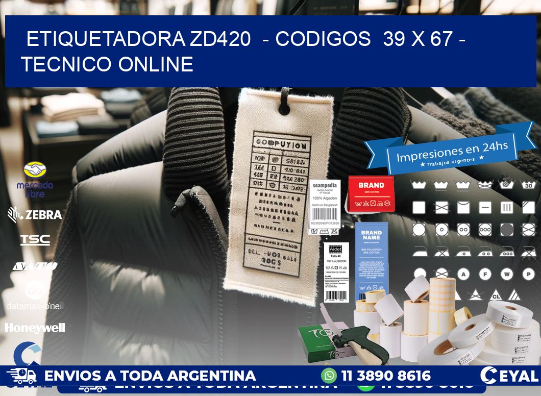 ETIQUETADORA ZD420  - CODIGOS  39 x 67 - TECNICO ONLINE