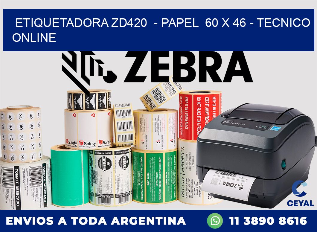 ETIQUETADORA ZD420  - PAPEL  60 x 46 - TECNICO ONLINE