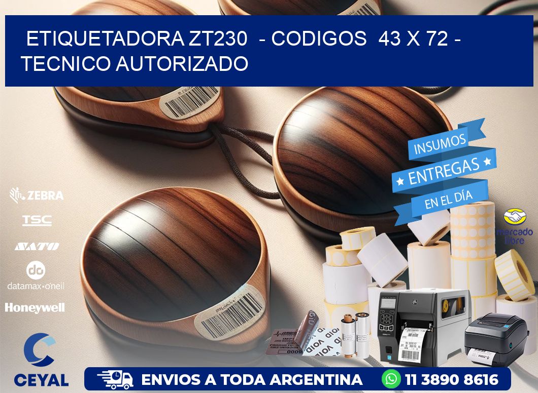 ETIQUETADORA ZT230  - CODIGOS  43 x 72 - TECNICO AUTORIZADO
