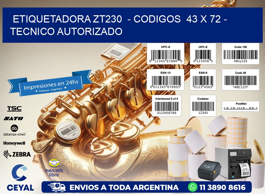 ETIQUETADORA ZT230  – CODIGOS  43 x 72 – TECNICO AUTORIZADO