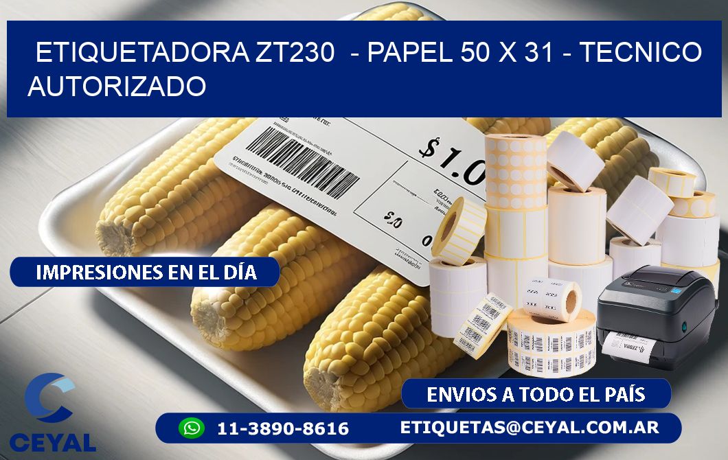 ETIQUETADORA ZT230  - PAPEL 50 x 31 - TECNICO AUTORIZADO