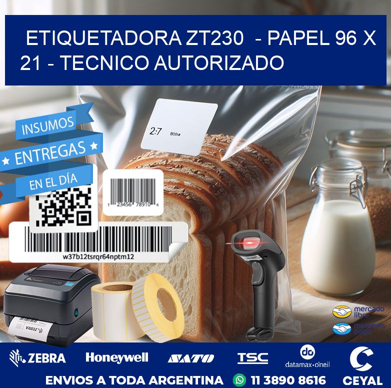 ETIQUETADORA ZT230  – PAPEL 96 x 21 – TECNICO AUTORIZADO