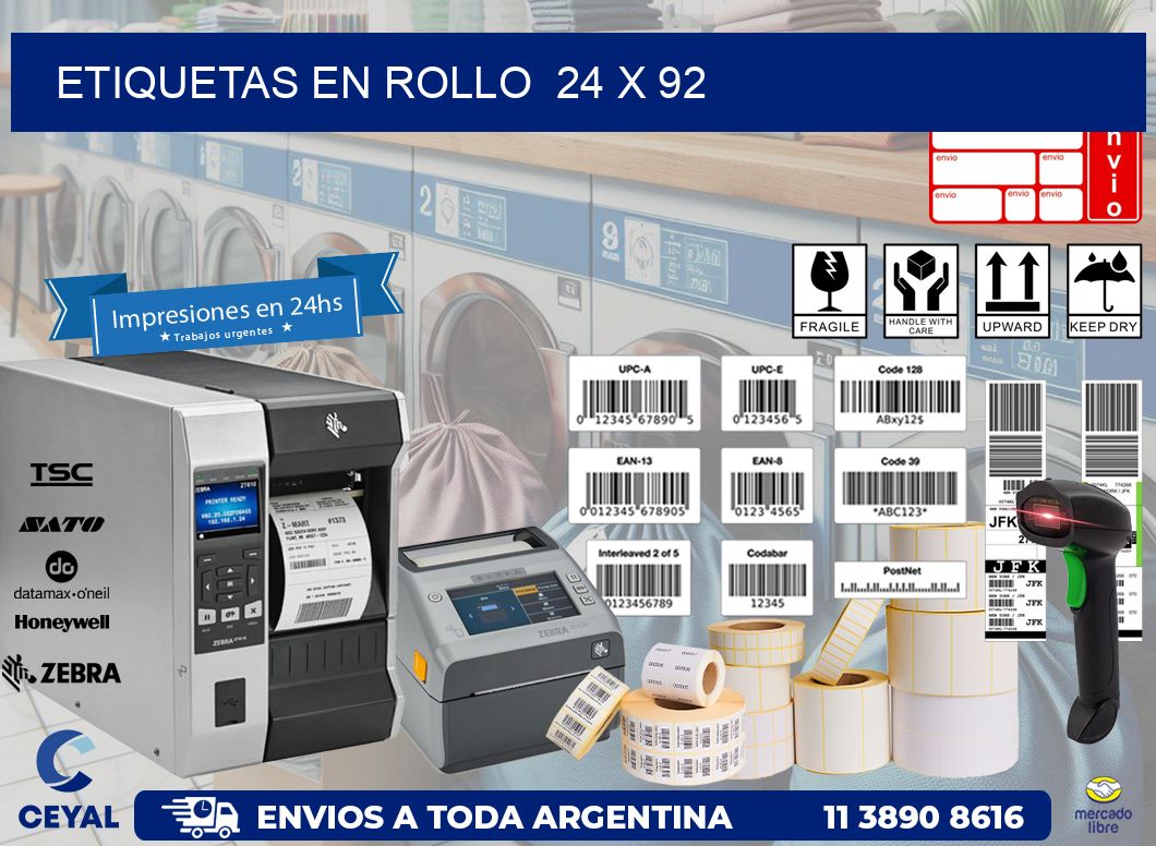 ETIQUETAS EN ROLLO  24 x 92