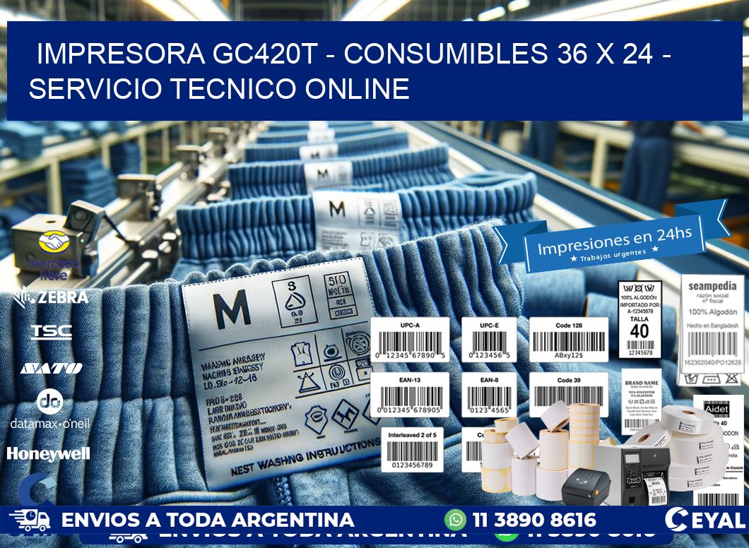 IMPRESORA GC420T – CONSUMIBLES 36 x 24 – SERVICIO TECNICO ONLINE