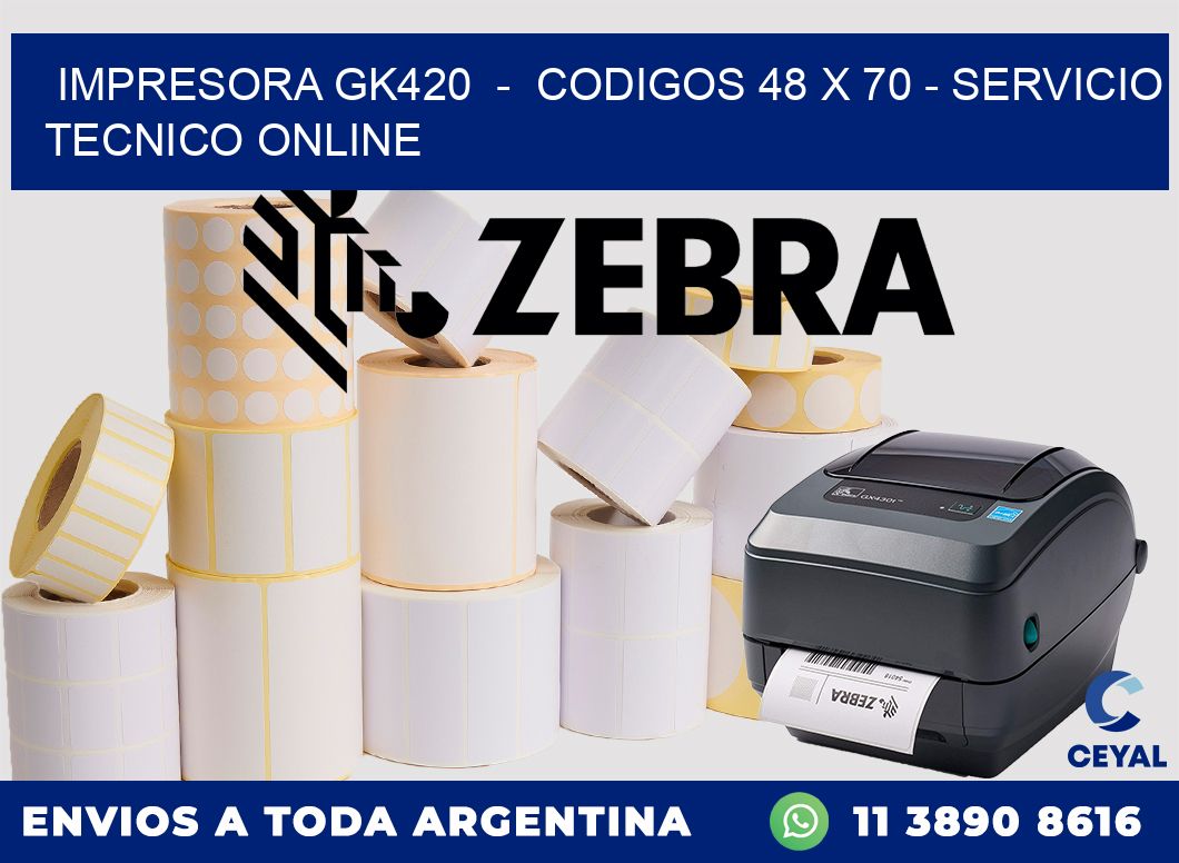 IMPRESORA GK420  -  CODIGOS 48 x 70 - SERVICIO TECNICO ONLINE