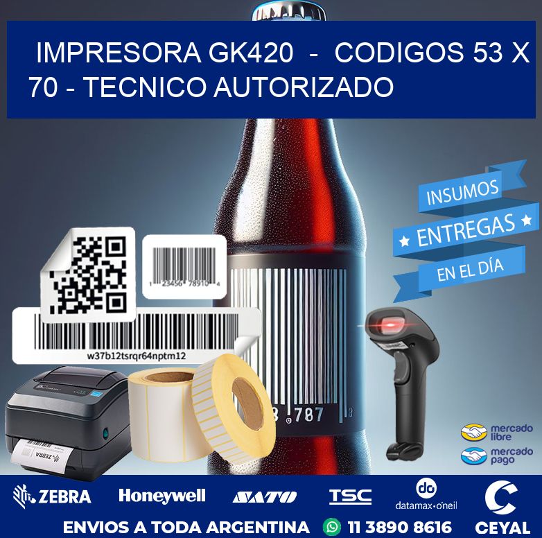 IMPRESORA GK420  –  CODIGOS 53 x 70 – TECNICO AUTORIZADO