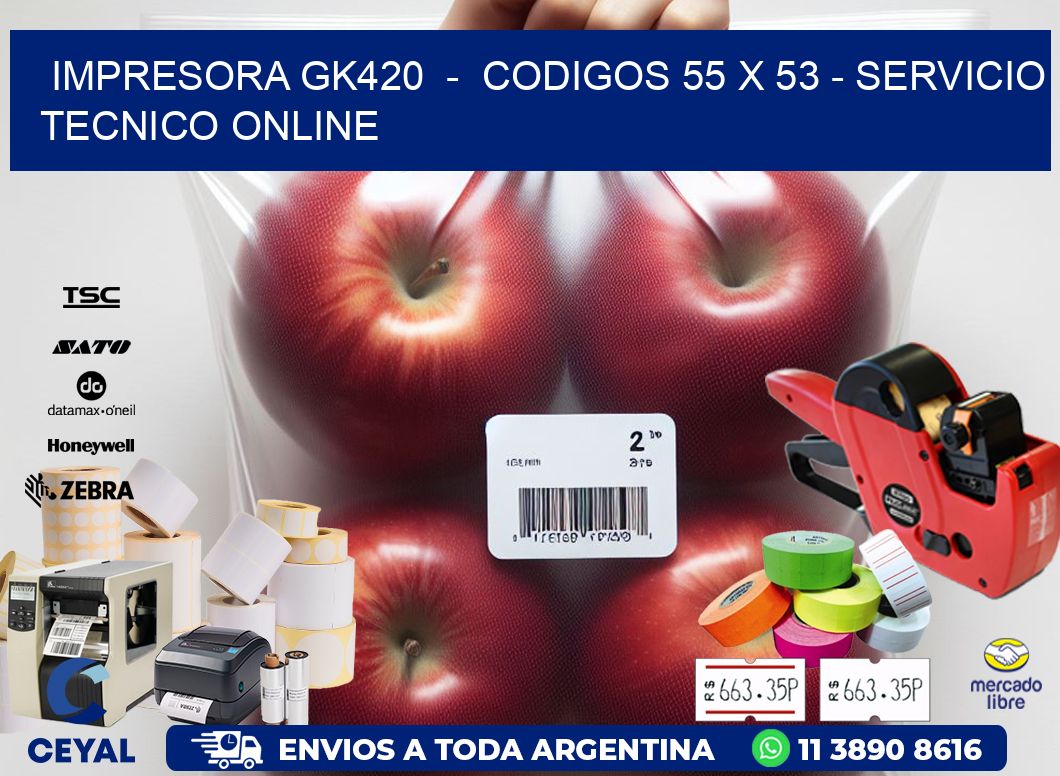 IMPRESORA GK420  -  CODIGOS 55 x 53 - SERVICIO TECNICO ONLINE