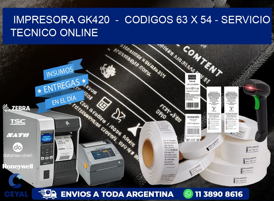 IMPRESORA GK420  -  CODIGOS 63 x 54 - SERVICIO TECNICO ONLINE