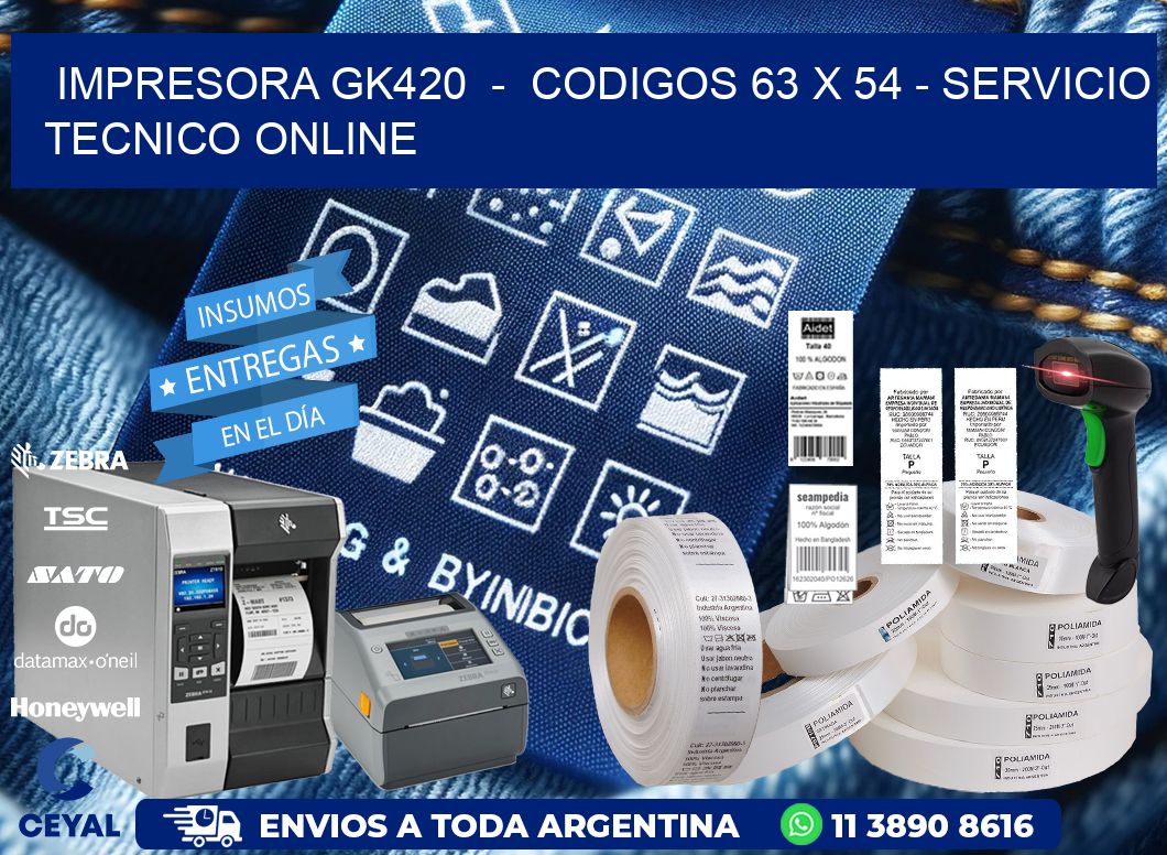 IMPRESORA GK420  –  CODIGOS 63 x 54 – SERVICIO TECNICO ONLINE