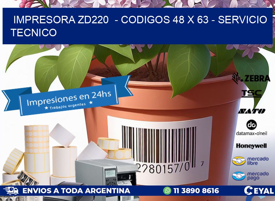 IMPRESORA ZD220  – CODIGOS 48 x 63 – SERVICIO TECNICO