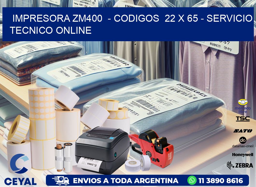 IMPRESORA ZM400  - CODIGOS  22 x 65 - SERVICIO TECNICO ONLINE
