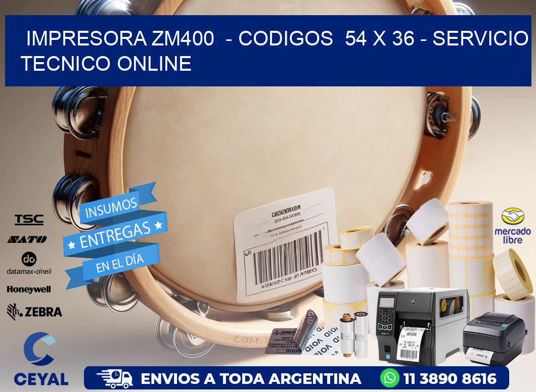 IMPRESORA ZM400  – CODIGOS  54 x 36 – SERVICIO TECNICO ONLINE