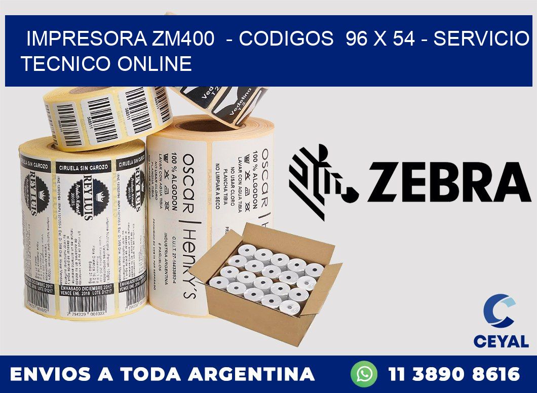 IMPRESORA ZM400  - CODIGOS  96 x 54 - SERVICIO TECNICO ONLINE