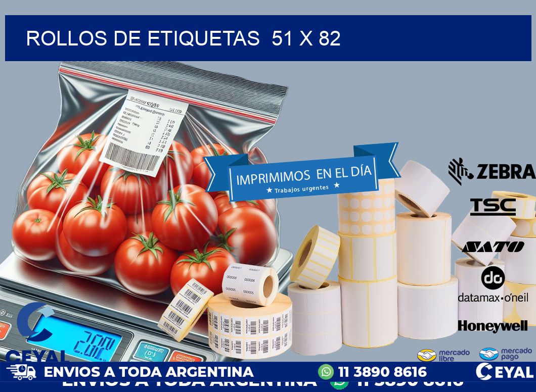 ROLLOS DE ETIQUETAS  51 x 82