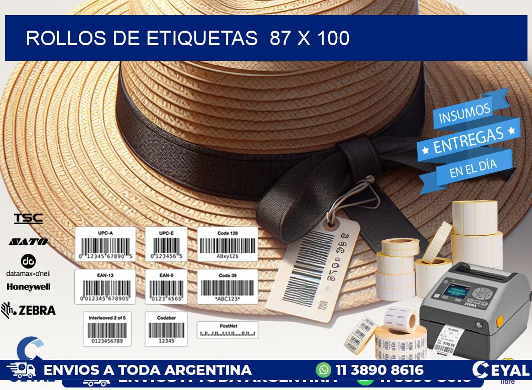 ROLLOS DE ETIQUETAS  87 x 100